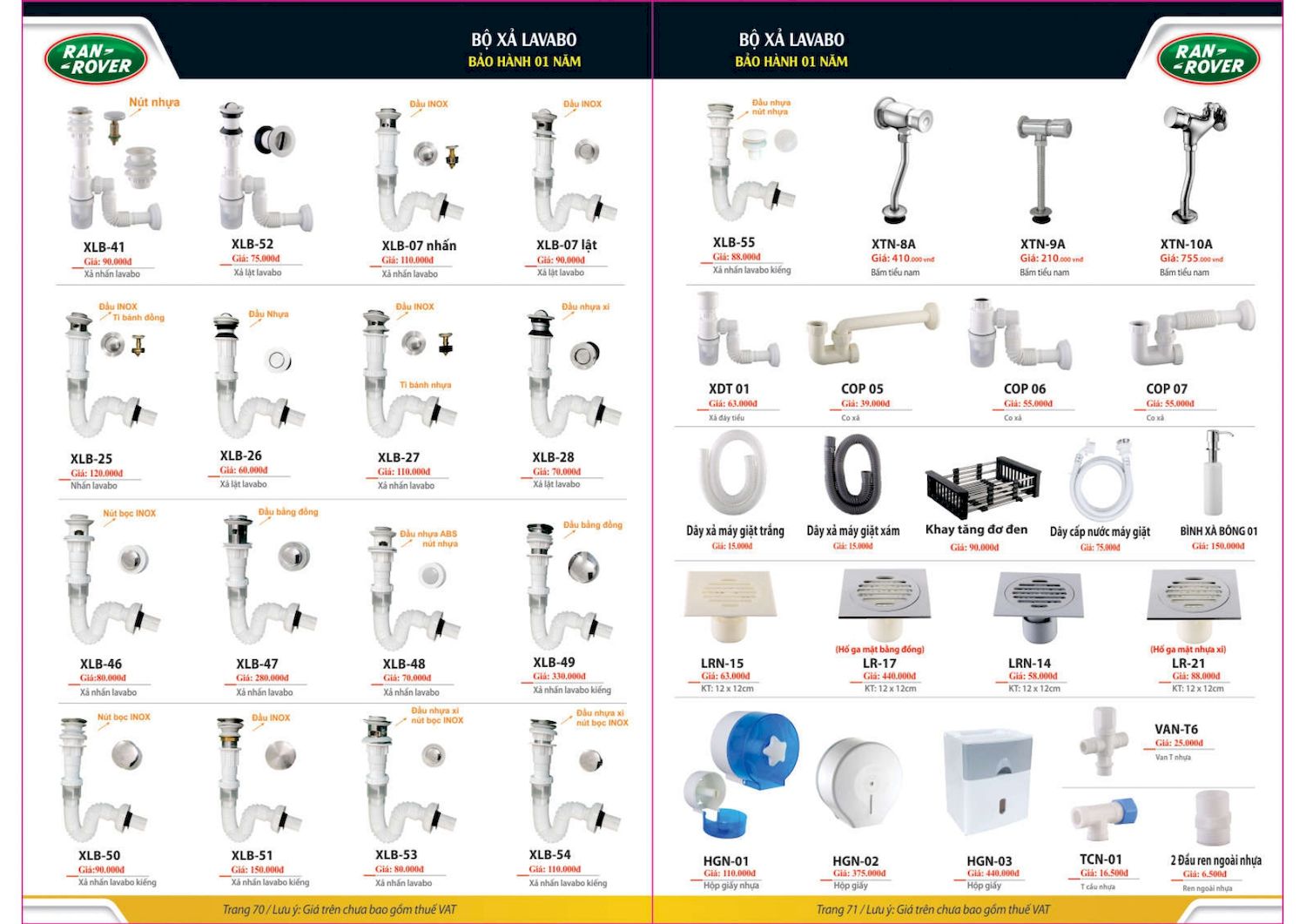 Thiết bị vệ sinh RANROVER Catalogue và Bảng giá mới nhất /Page 36